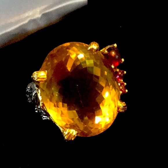 Atlanta Gem & Mineral Show Jewelry - ⭐️HOLD Merrion⭐️ Wow !  MAJESTIC Genuine Citrine & Garnet Ring